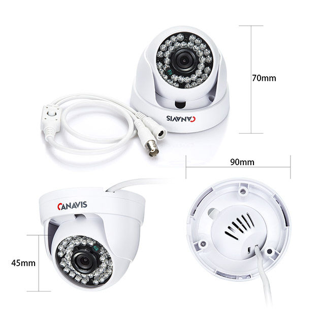 CANAVIS 5.0 Mega Pixels AHD Dome Camera, Plastic housing, For indoor use