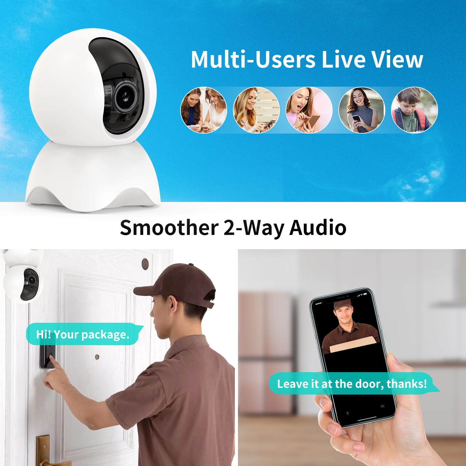 Home security camera smart echo show/google home support 2MP/3MP HD P2P wireless CCTV indoor wifi mini IP camera